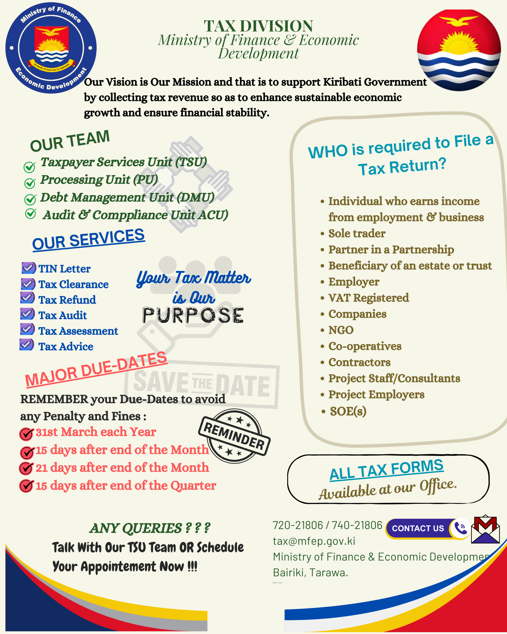 Tax Office - Kiribati MFED Day (50 x 150 cm) (50 x 100 cm) (80 x 100 cm)